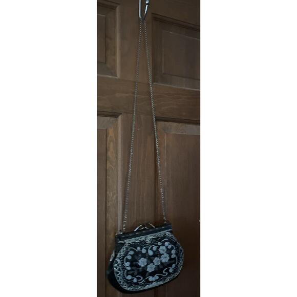 Beaded Shoulder Bag Lord & Taylor Black Evening Prom Party Fun Hippie - Picture 10 of 10